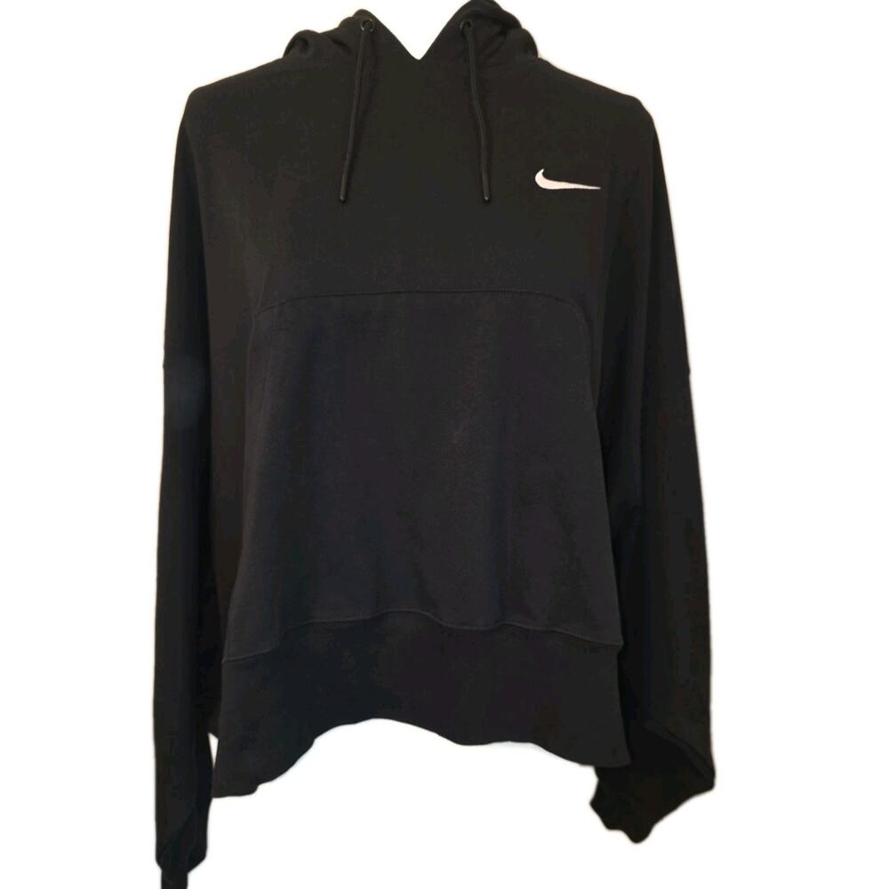 NWT L Women's Nike Black Oversized Cropped Hoodie w/Kangaroo Pocket MSRP $70